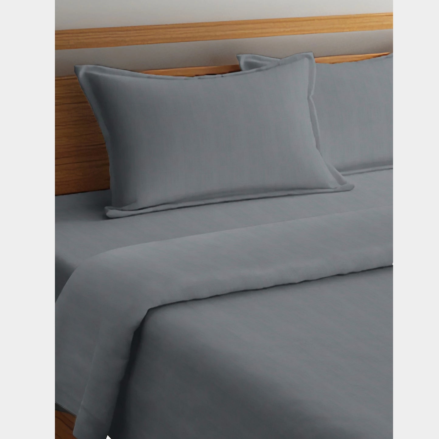 Bedsheet Set Premium Pure Cotton 350 TC Sateen Plain Solid Grey Colour 4 Piece