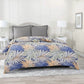 All Weather Quilted Comforter Set Soft and Plush Large Thin Multi Colour Leaves on Blue