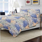 All Weather Quilted Comforter Set Soft and Plush Large Thin Multi Colour Leaves on Blue