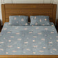 Fitted Bedsheet Set Pure Cotton 3 Piece set Small Leaves on Bottle Green