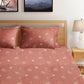 Fitted Bedsheet Set Pure Cotton 3 Piece set Small White leaves on Pink
