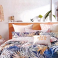 Fitted Bedsheet Set Pure Cotton 3 Piece set Thin Large Multi Colour Leaves on Blue