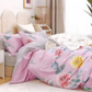 Fitted Bedsheet Set Pure Cotton 3 Piece set Large Yellow Red Floral on Pink