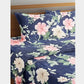 All Weather Quilted Comforter Set Soft and Plush Pink and White Floral on Blue
